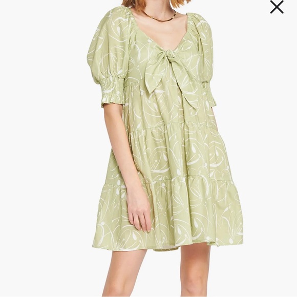 En Saison Idrissy Abstract Floral Print Tiered Cotton Minidress - Picture 1 of 6